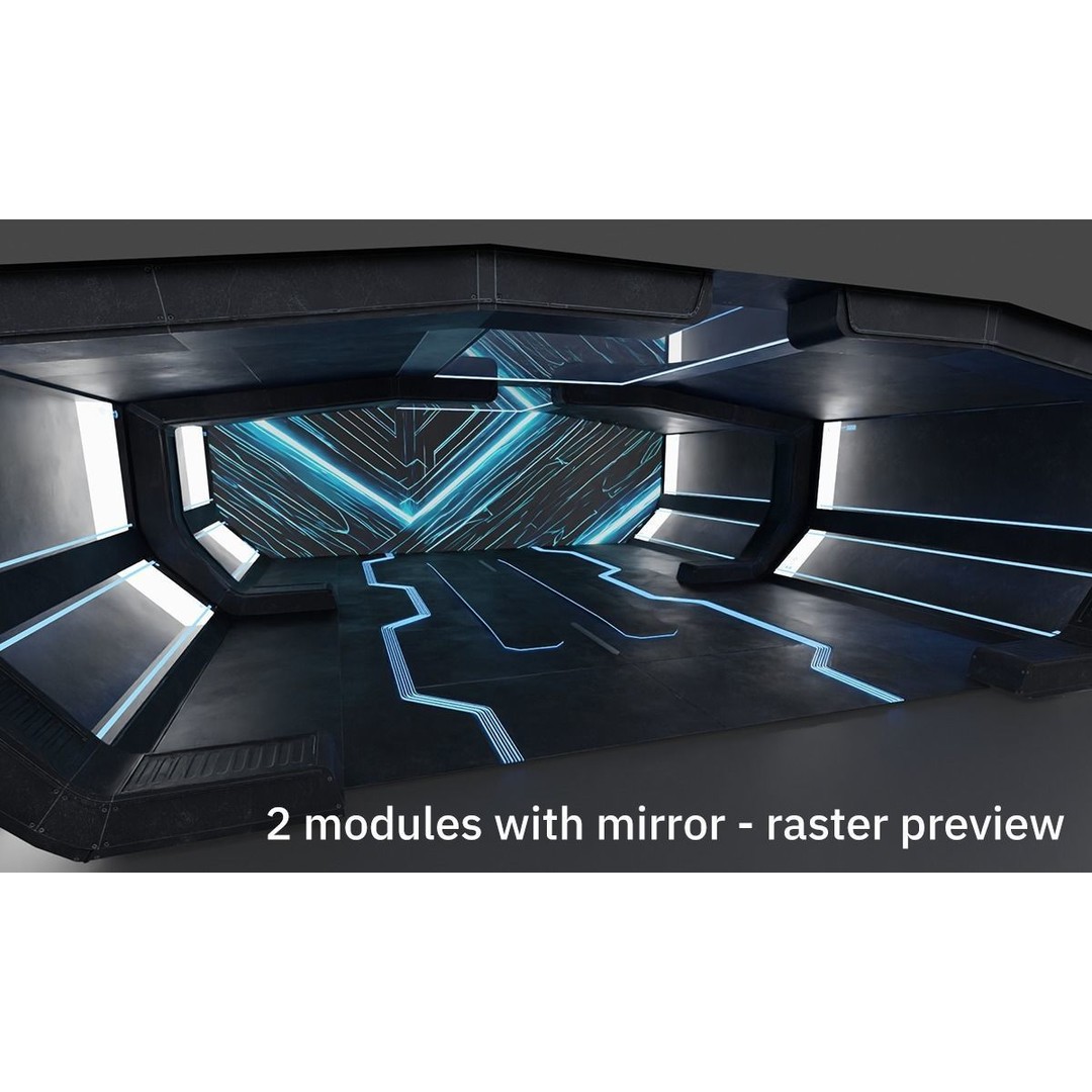 Sci-Fi Tunnel Showroom 3D Model – Low Poly Racing Car Exhibition - View 10