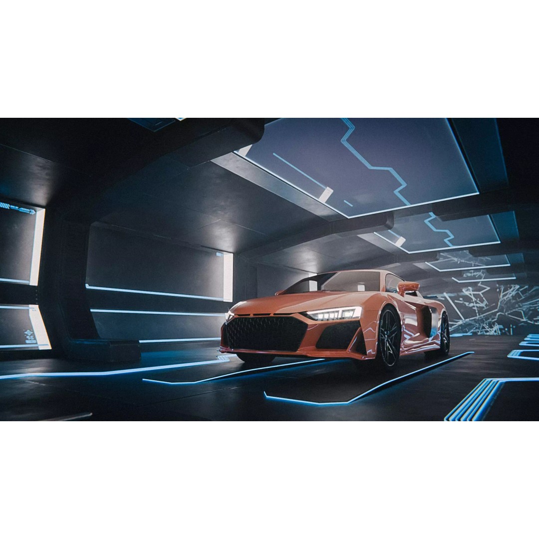 Sci-Fi Tunnel Showroom 3D Model – Low Poly Racing Car Exhibition - View 2