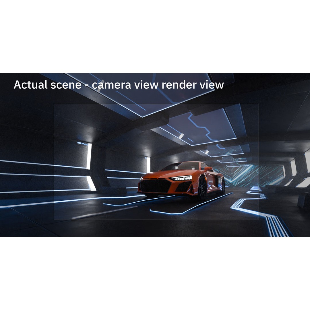Sci-Fi Tunnel Showroom 3D Model – Low Poly Racing Car Exhibition - View 3