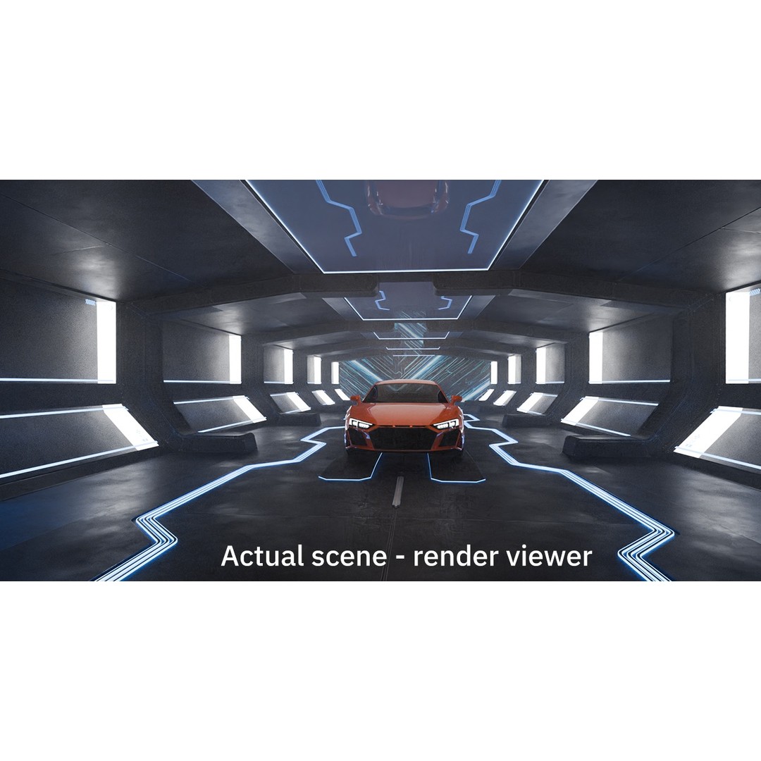 Sci-Fi Tunnel Showroom 3D Model – Low Poly Racing Car Exhibition - View 5