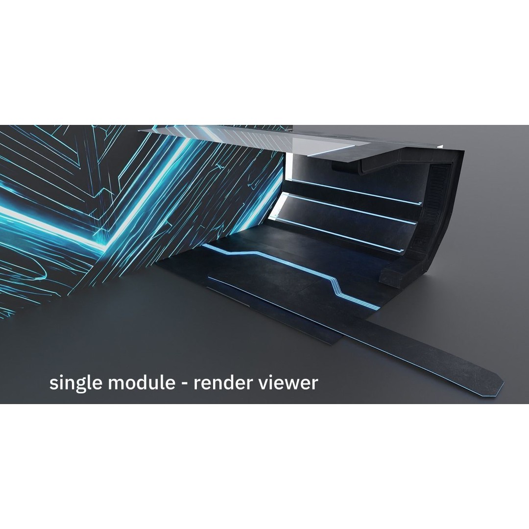 Sci-Fi Tunnel Showroom 3D Model – Low Poly Racing Car Exhibition - View 7