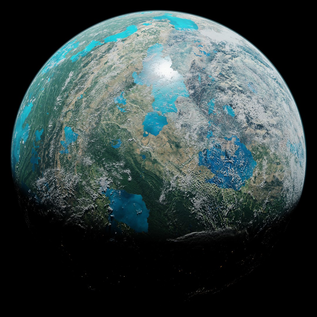 Terran Planet 3D Model – Jungle Planet Texture, 16k Resolution