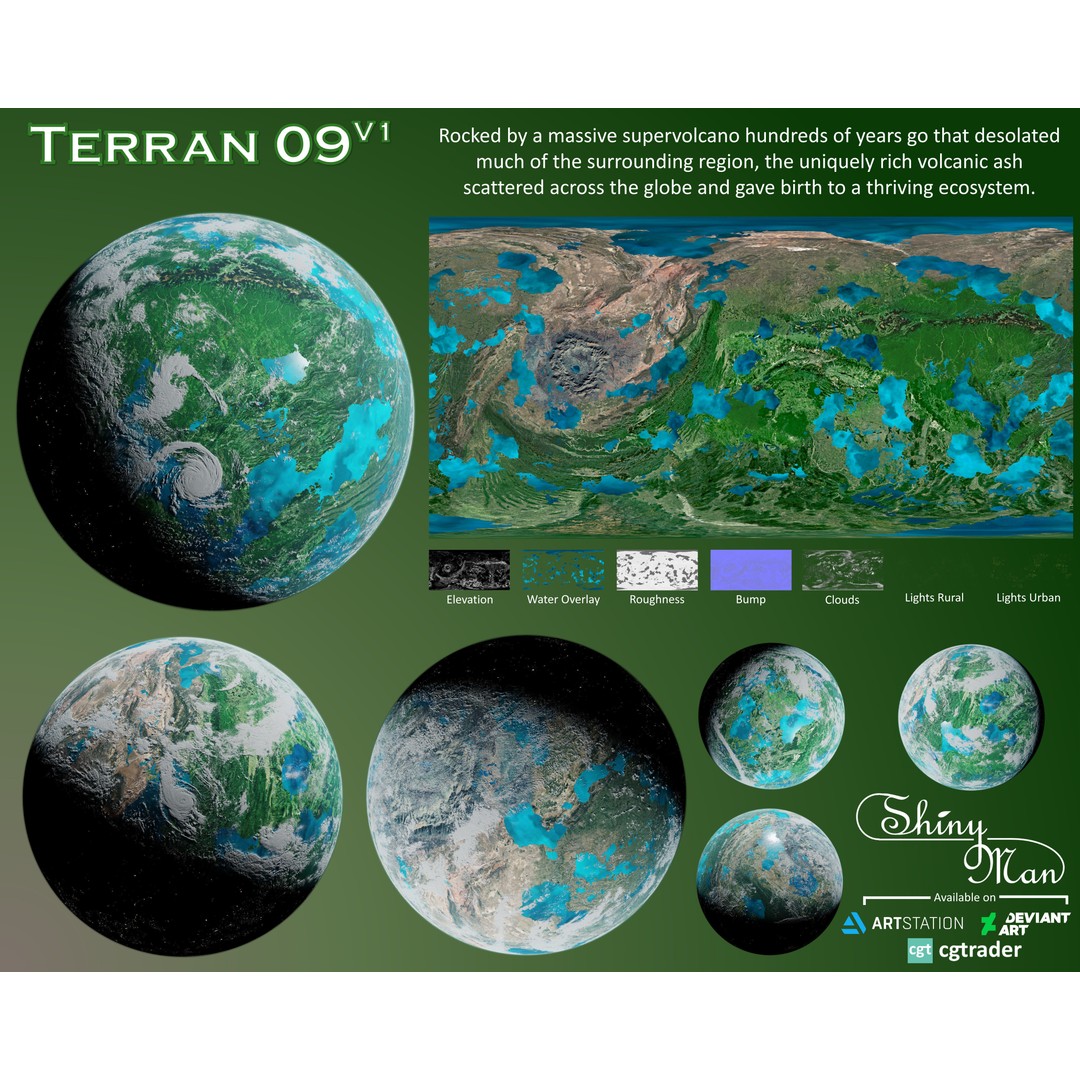 Terran Planet 3D Model – Jungle Planet Texture, 16k Resolution - View 3