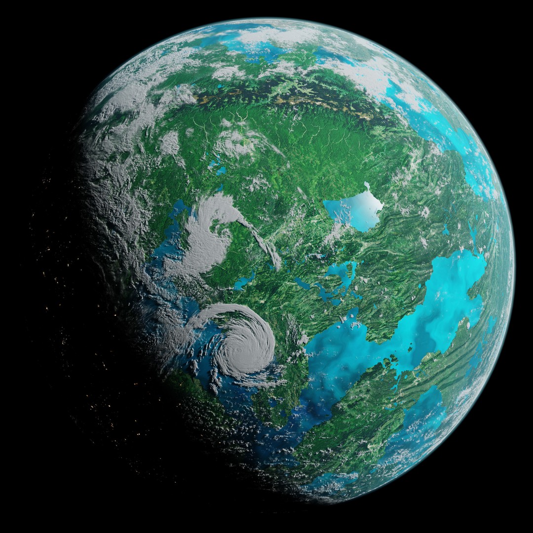 Terran Planet 3D Model – Jungle Planet Texture, 16k Resolution - View 5