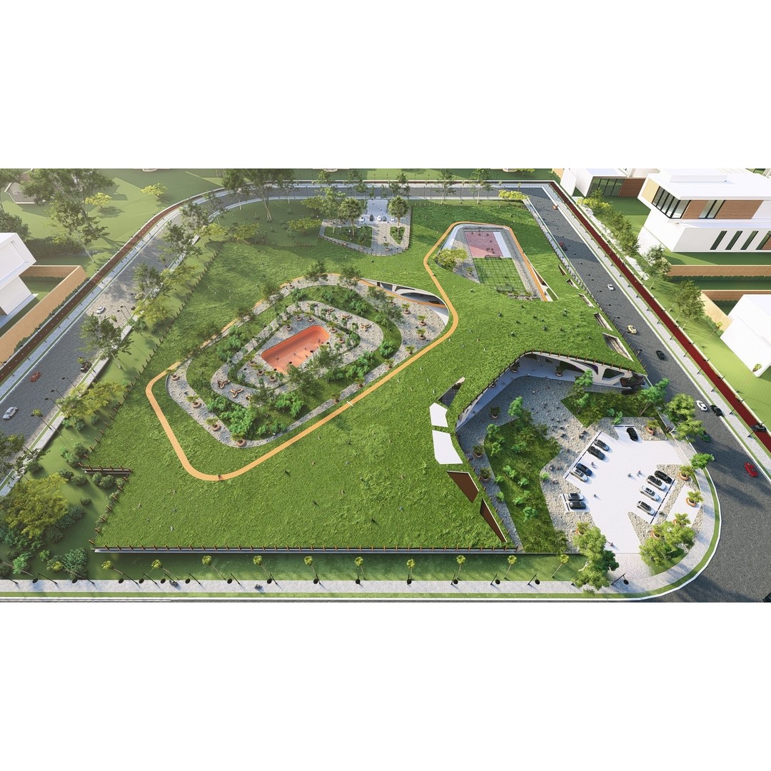 Organic Architecture Park 3D Model – Contemporary Landscape Design, FBX