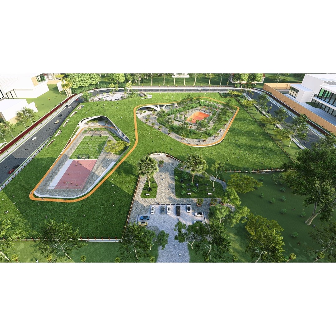 Organic Architecture Park 3D Model – Contemporary Landscape Design, FBX - View 21