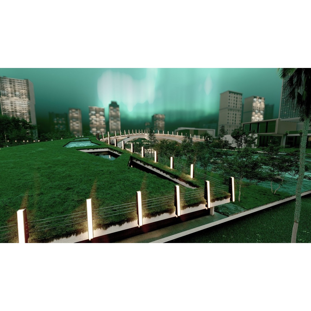 Organic Architecture Park 3D Model – Contemporary Landscape Design, FBX - View 3