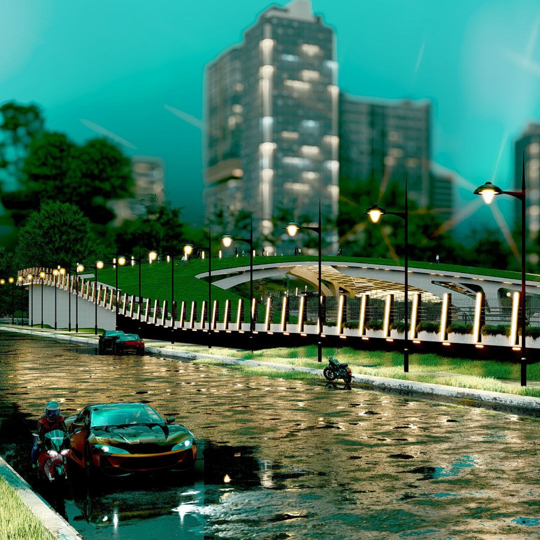 Organic Architecture Park 3D Model – Contemporary Landscape Design, FBX - View 6