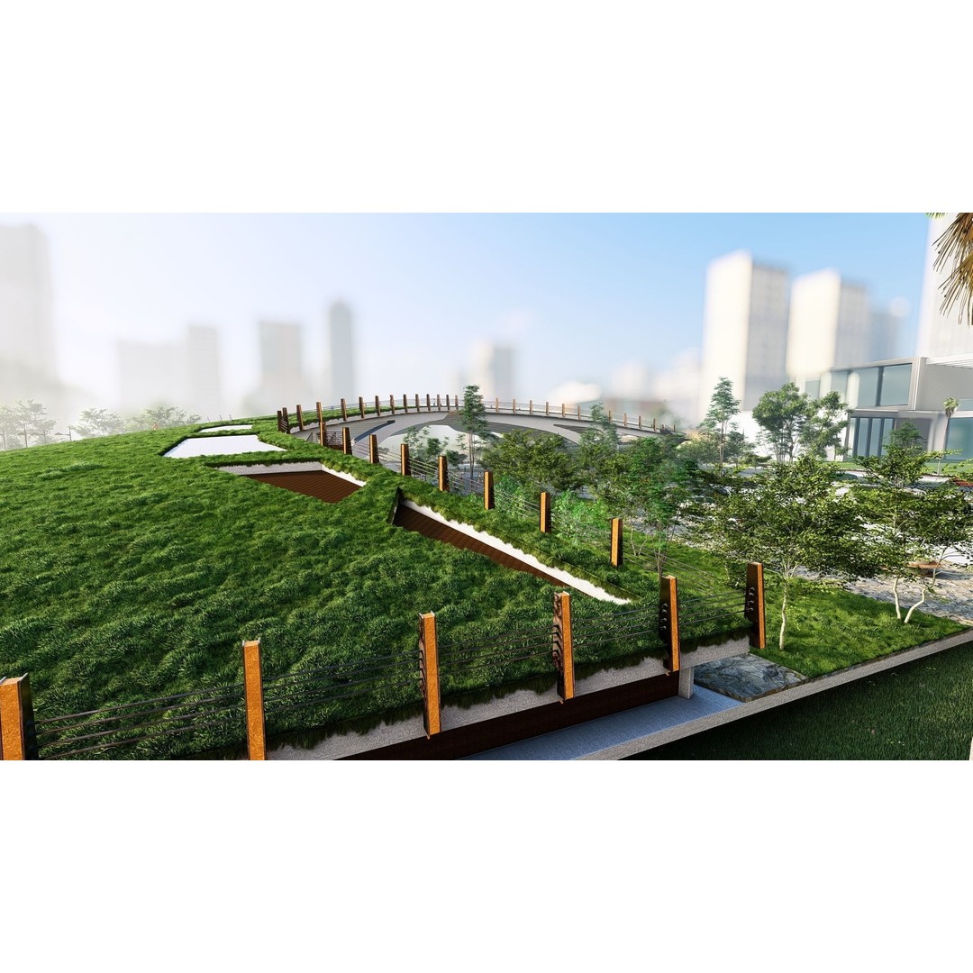 Organic Architecture Park 3D Model – Contemporary Landscape Design, FBX - View 8