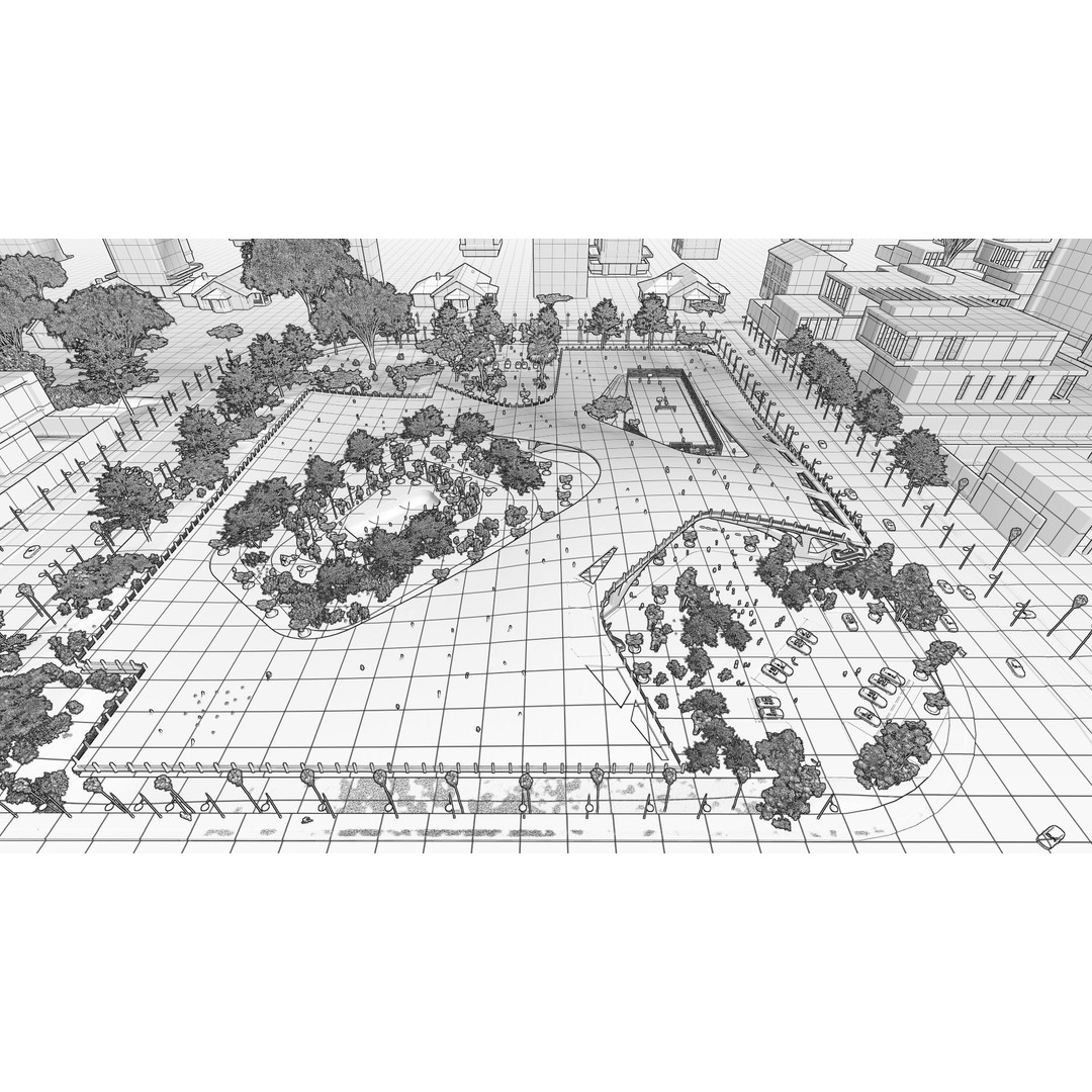 Organic Architecture Park 3D Model – Contemporary Landscape Design, FBX - View 9