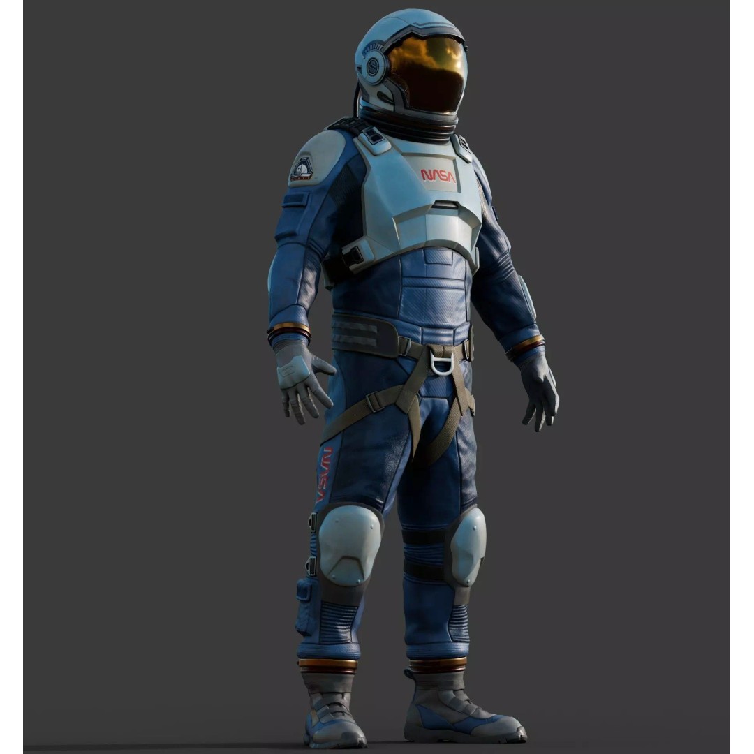 NASA Blue Spacesuit Concept 3D Model – Realistic Game Ready Asset, FBX, OBJ