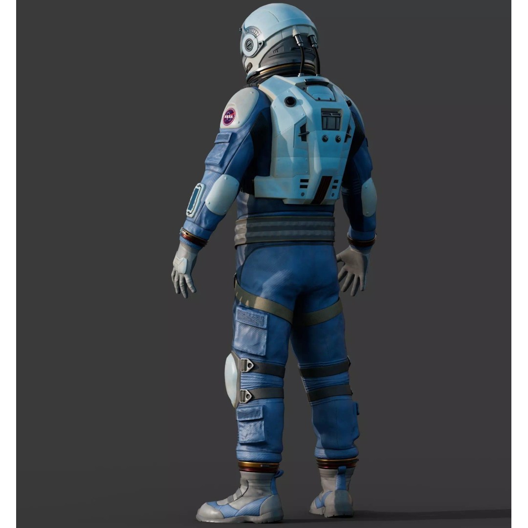 NASA Blue Spacesuit Concept 3D Model – Realistic Game Ready Asset, FBX, OBJ - View 12