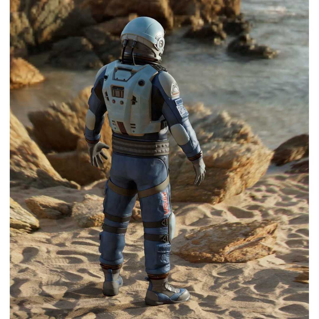 NASA Blue Spacesuit Concept 3D Model – Realistic Game Ready Asset, FBX, OBJ - View 9