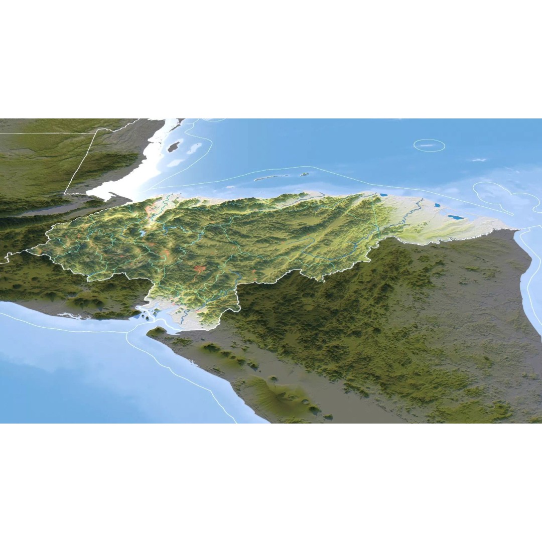 Honduras Map 3D Model – Realistic Satellite Terrain, 16K Textures - View 13