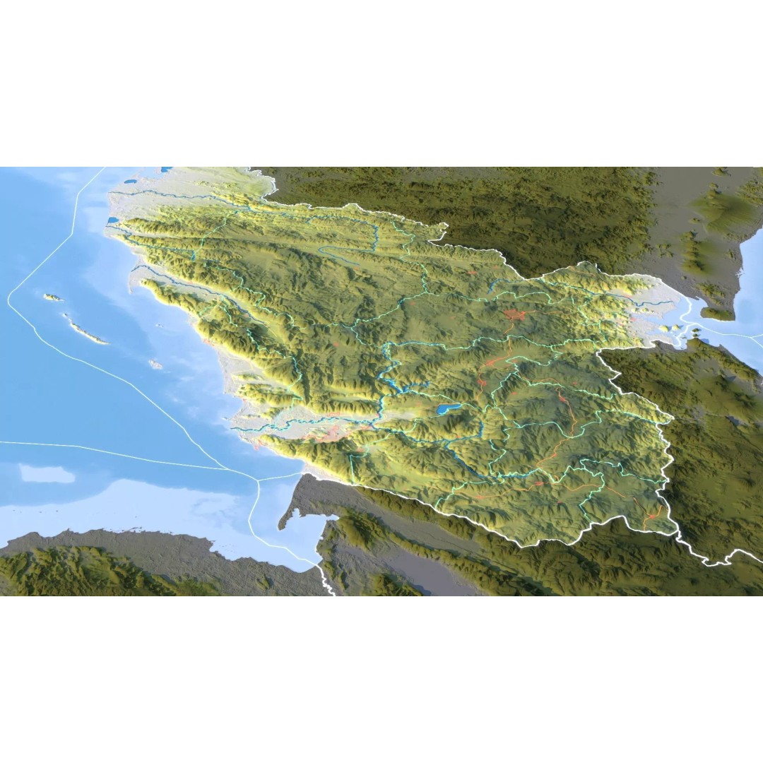 Honduras Map 3D Model – Realistic Satellite Terrain, 16K Textures - View 16