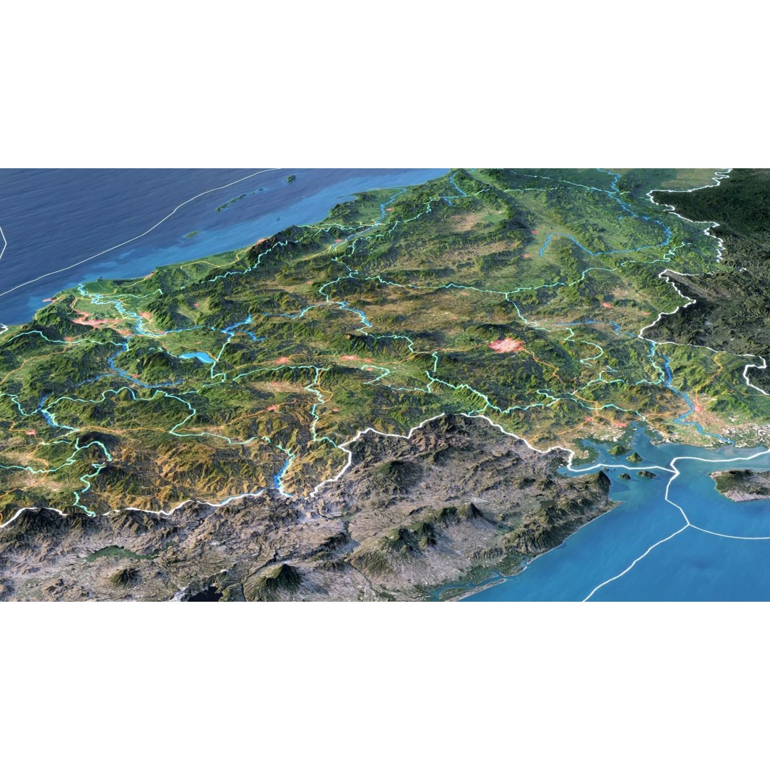 Honduras Map 3D Model – Realistic Satellite Terrain, 16K Textures - View 5
