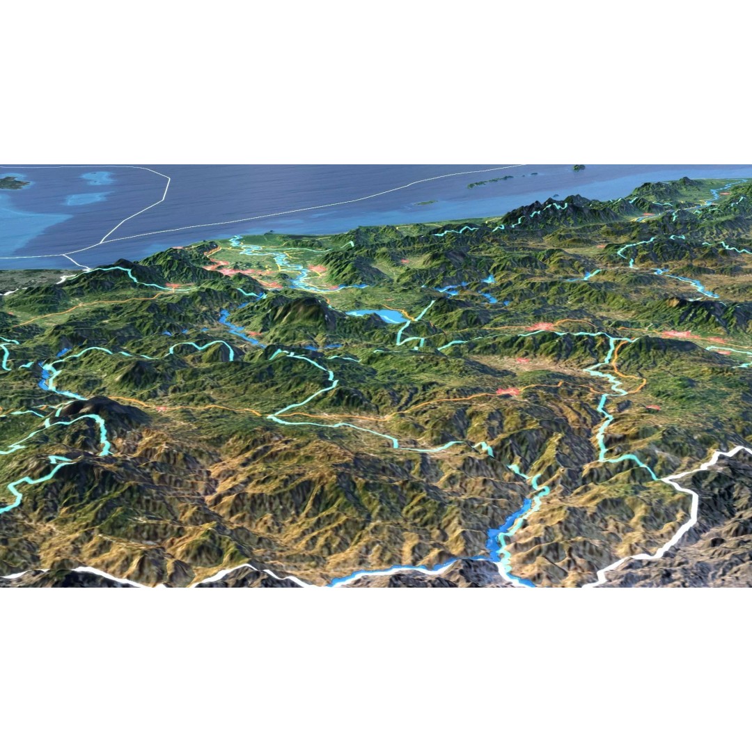 Honduras Map 3D Model – Realistic Satellite Terrain, 16K Textures - View 9