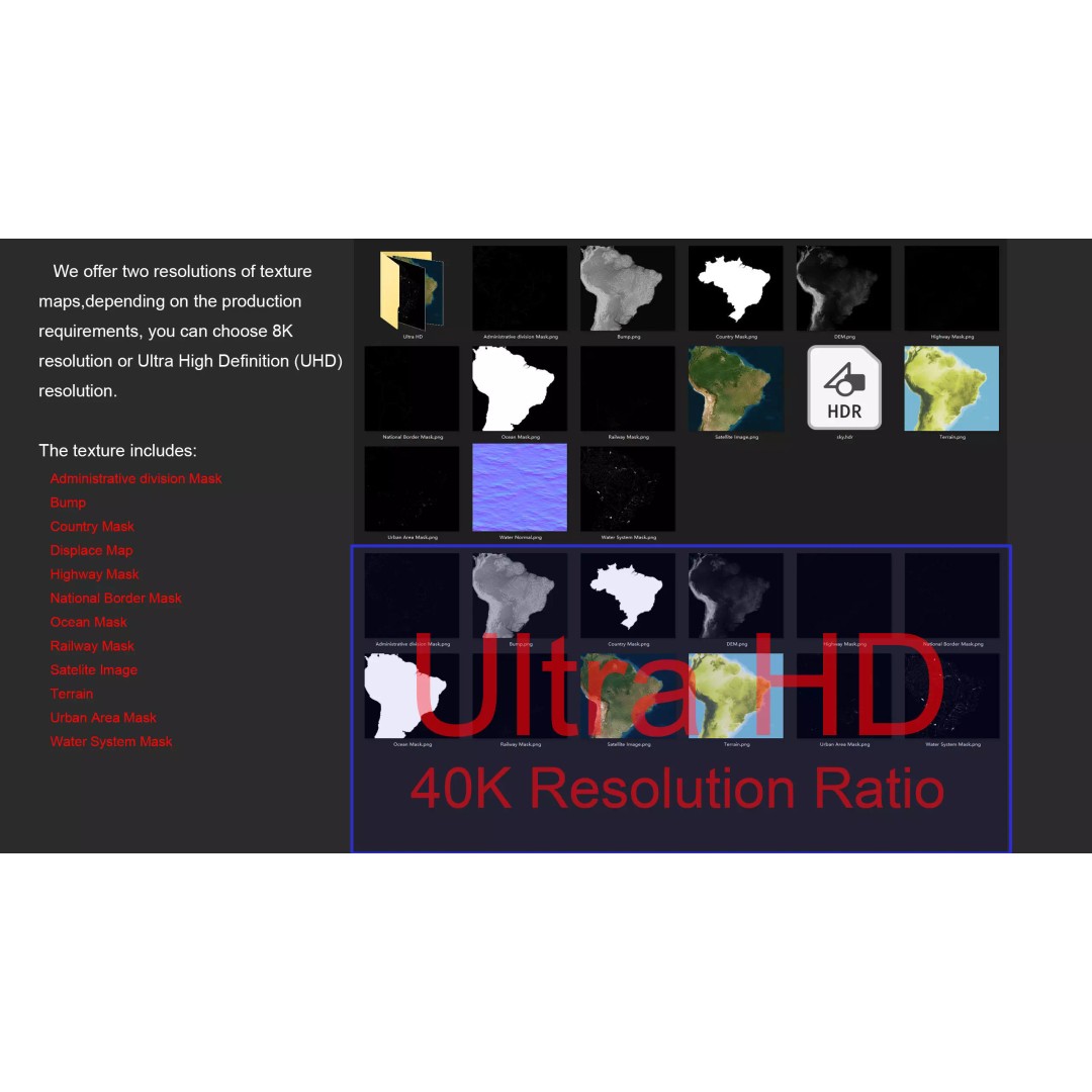 Brazil Map 3D Model – Realistic Satellite Terrain, 40K Textures, FBX/OBJ
