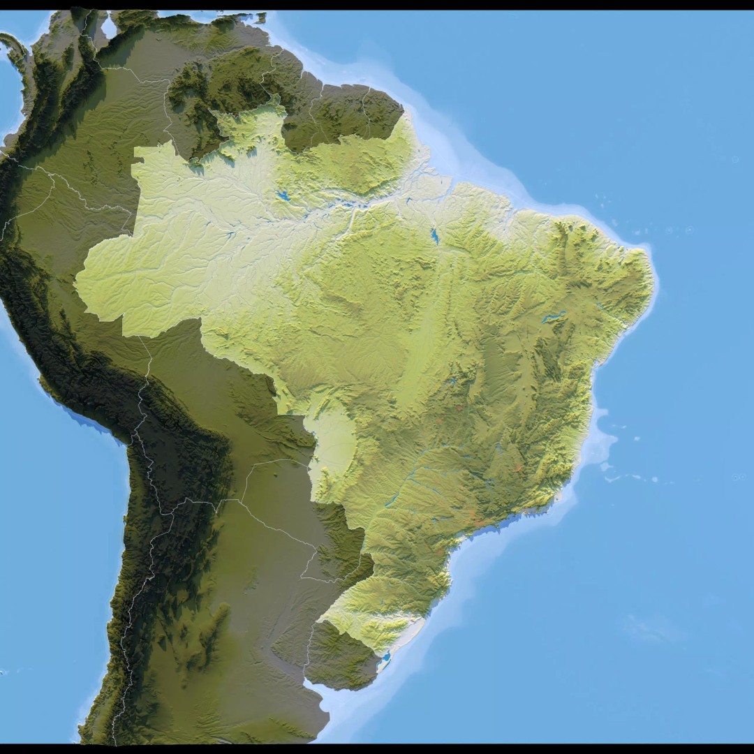 Brazil Map 3D Model – Realistic Satellite Terrain, 40K Textures, FBX/OBJ - View 12