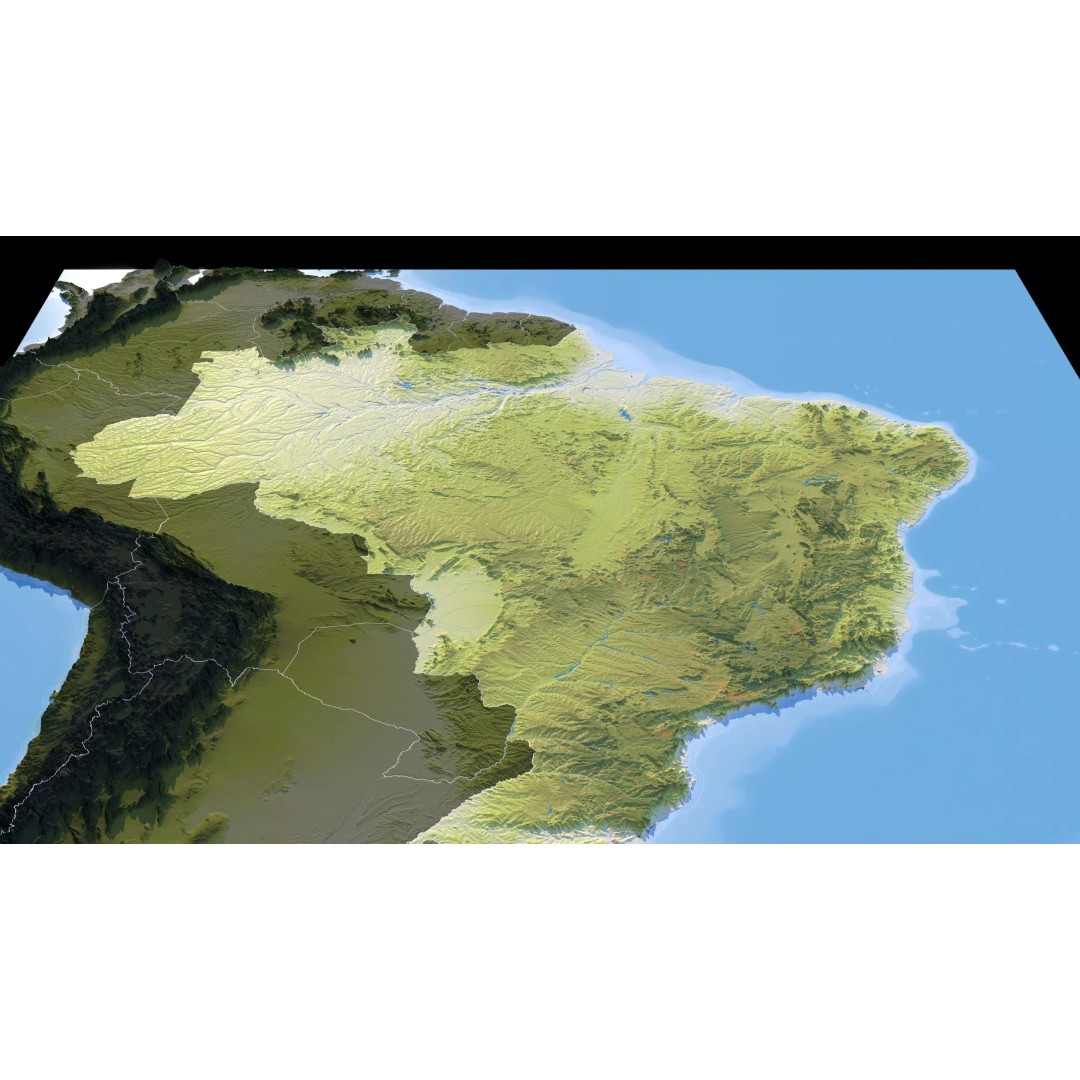 Brazil Map 3D Model – Realistic Satellite Terrain, 40K Textures, FBX/OBJ - View 13