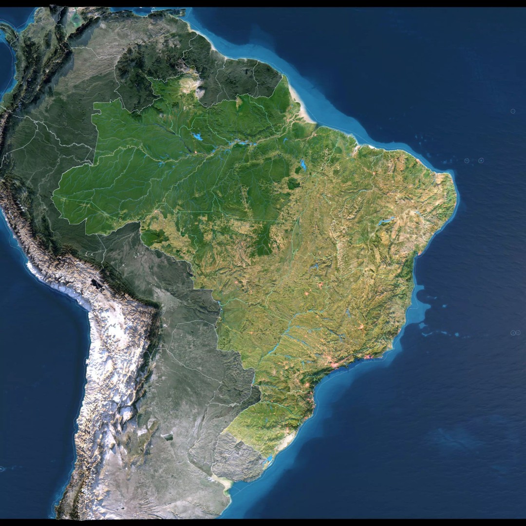 Brazil Map 3D Model – Realistic Satellite Terrain, 40K Textures, FBX/OBJ - View 3