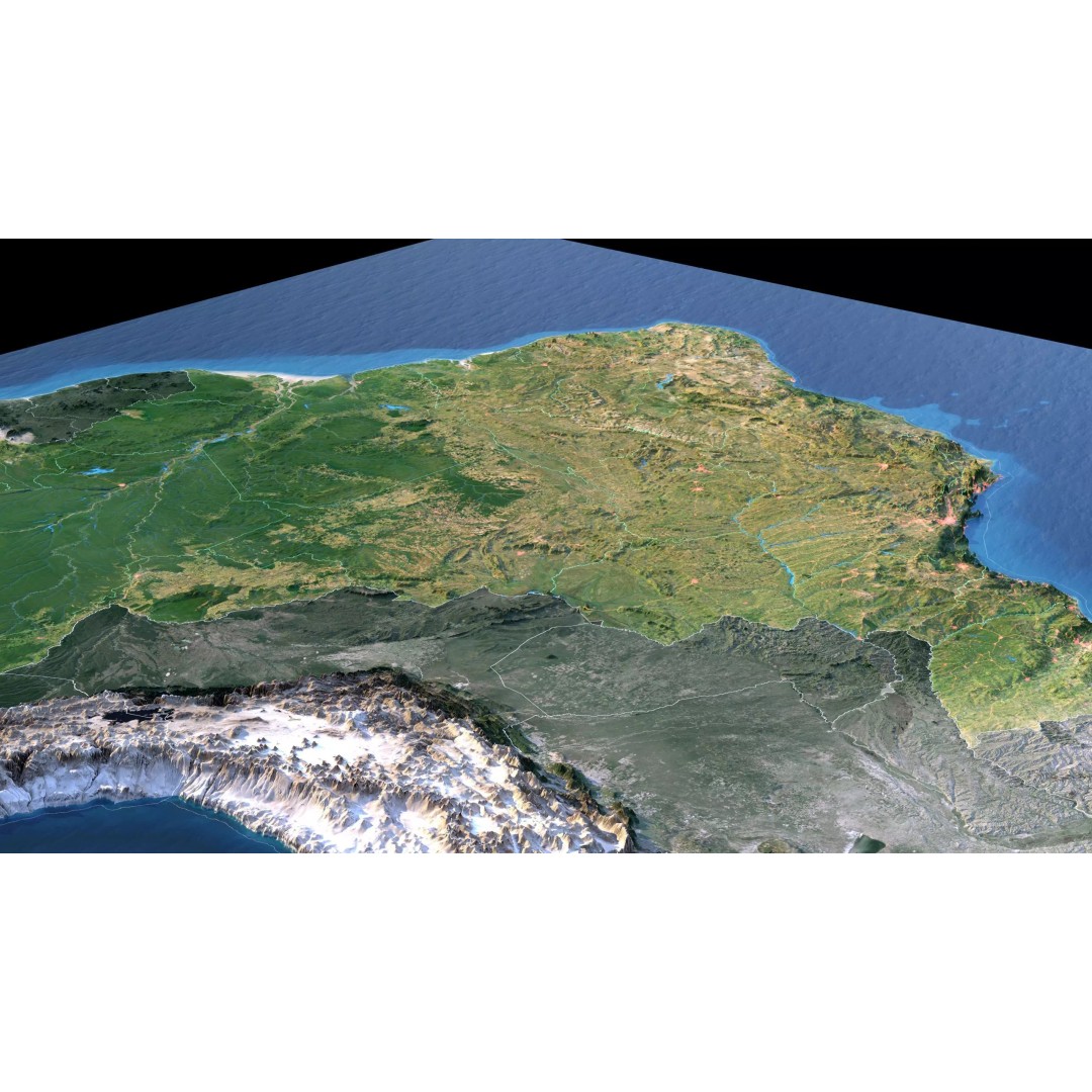 Brazil Map 3D Model – Realistic Satellite Terrain, 40K Textures, FBX/OBJ - View 5