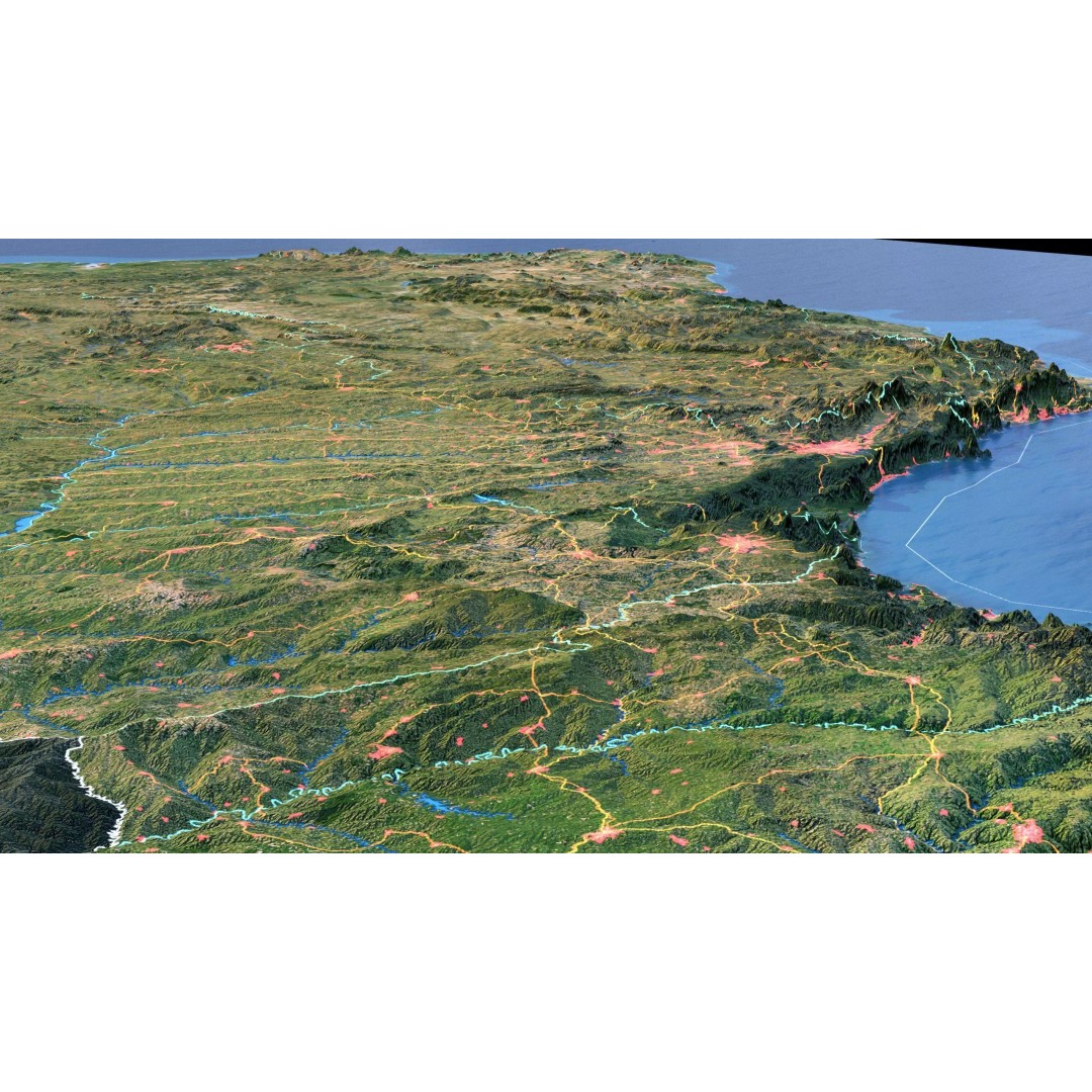Brazil Map 3D Model – Realistic Satellite Terrain, 40K Textures, FBX/OBJ - View 9