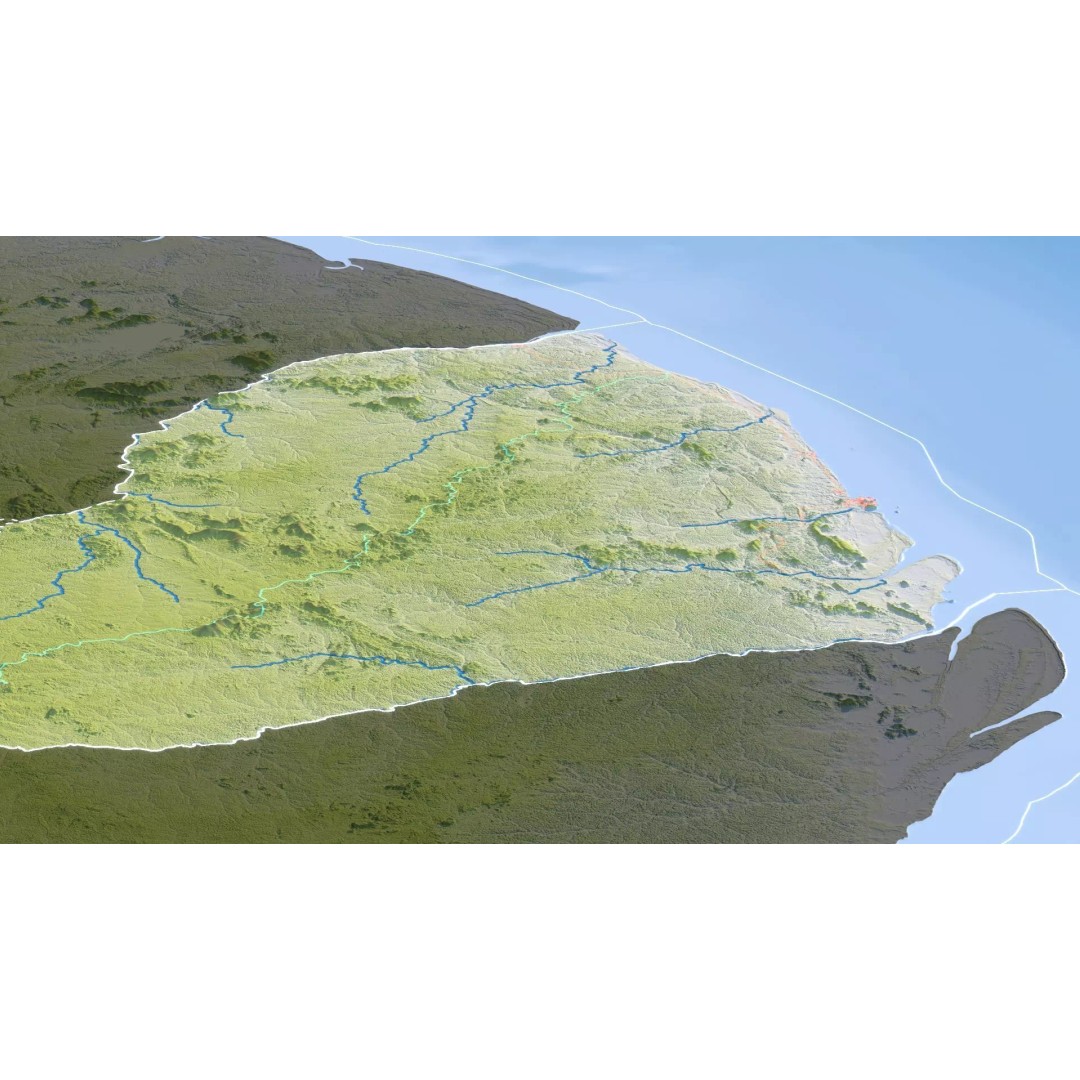 French Guiana Map 3D Model – Realistic Satellite Terrain, FBX, OBJ - View 15
