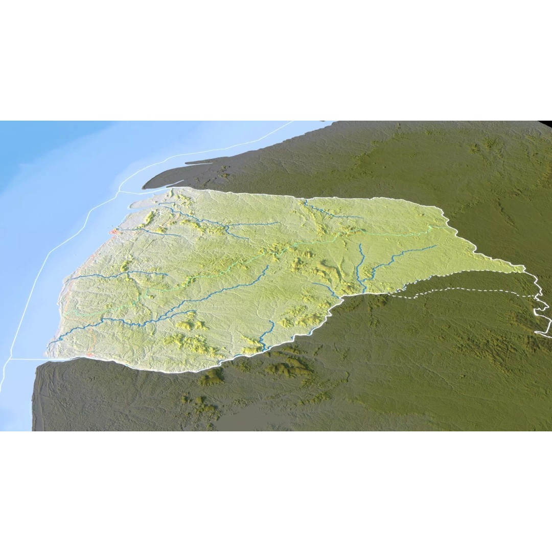 French Guiana Map 3D Model – Realistic Satellite Terrain, FBX, OBJ - View 16