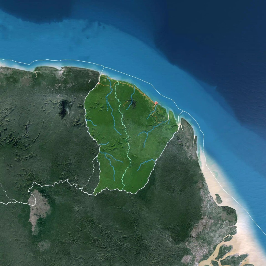 French Guiana Map 3D Model – Realistic Satellite Terrain, FBX, OBJ - View 3