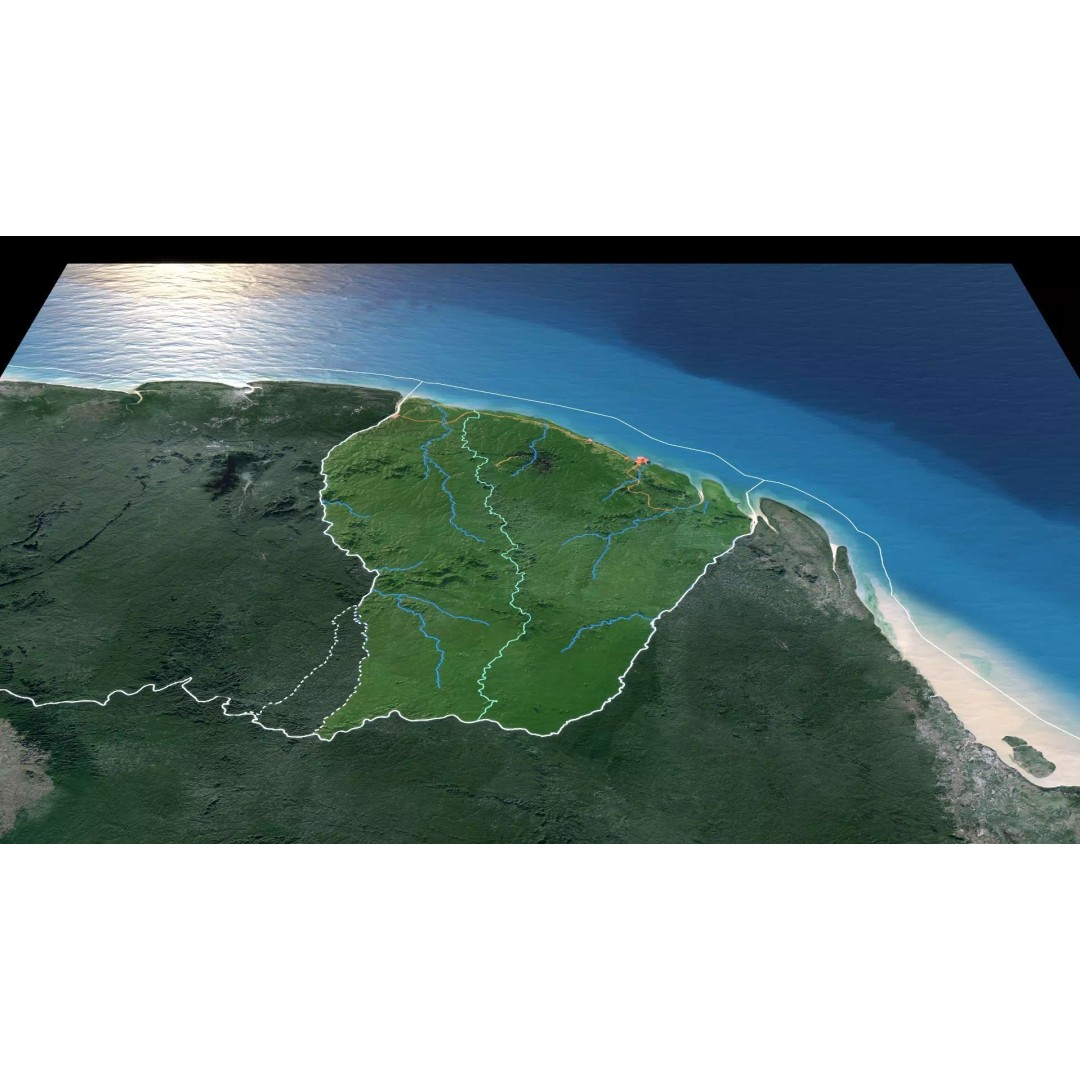 French Guiana Map 3D Model – Realistic Satellite Terrain, FBX, OBJ - View 4