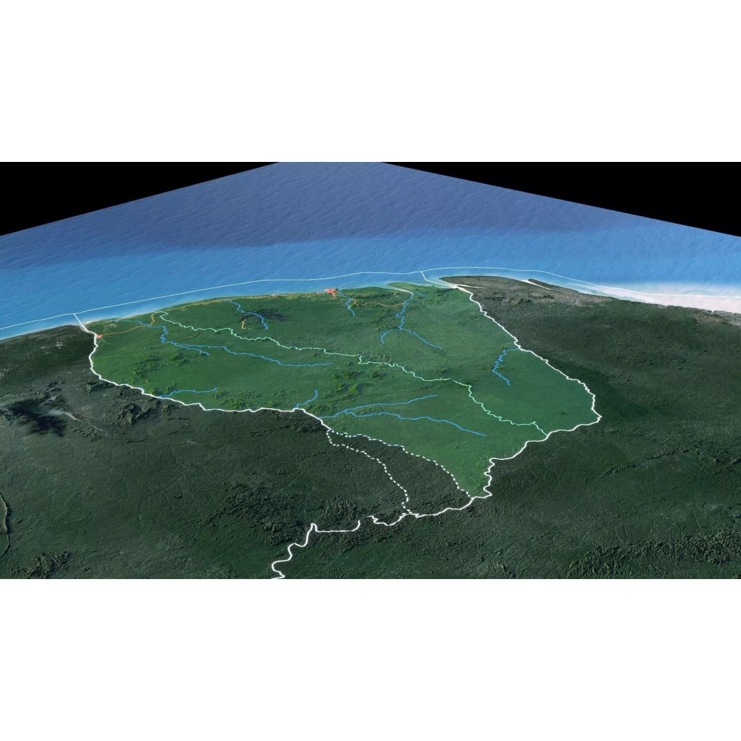 French Guiana Map 3D Model – Realistic Satellite Terrain, FBX, OBJ - View 5