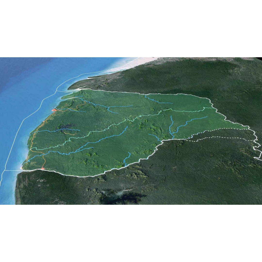 French Guiana Map 3D Model – Realistic Satellite Terrain, FBX, OBJ - View 7
