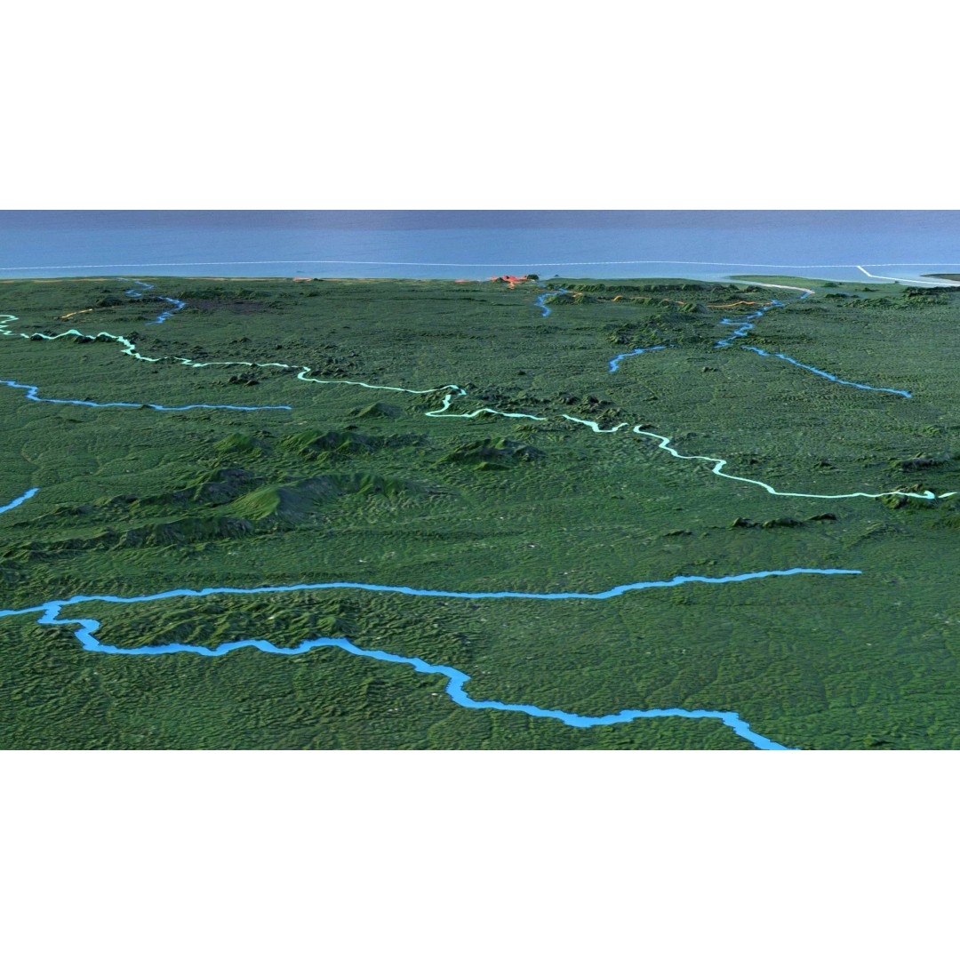 French Guiana Map 3D Model – Realistic Satellite Terrain, FBX, OBJ - View 9