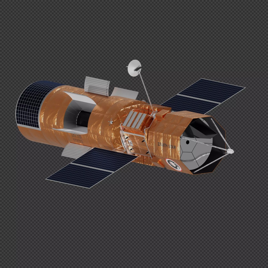 Zenith Star Satellite 3D Model – Experimental Laser Spacecraft, Blender - View 2