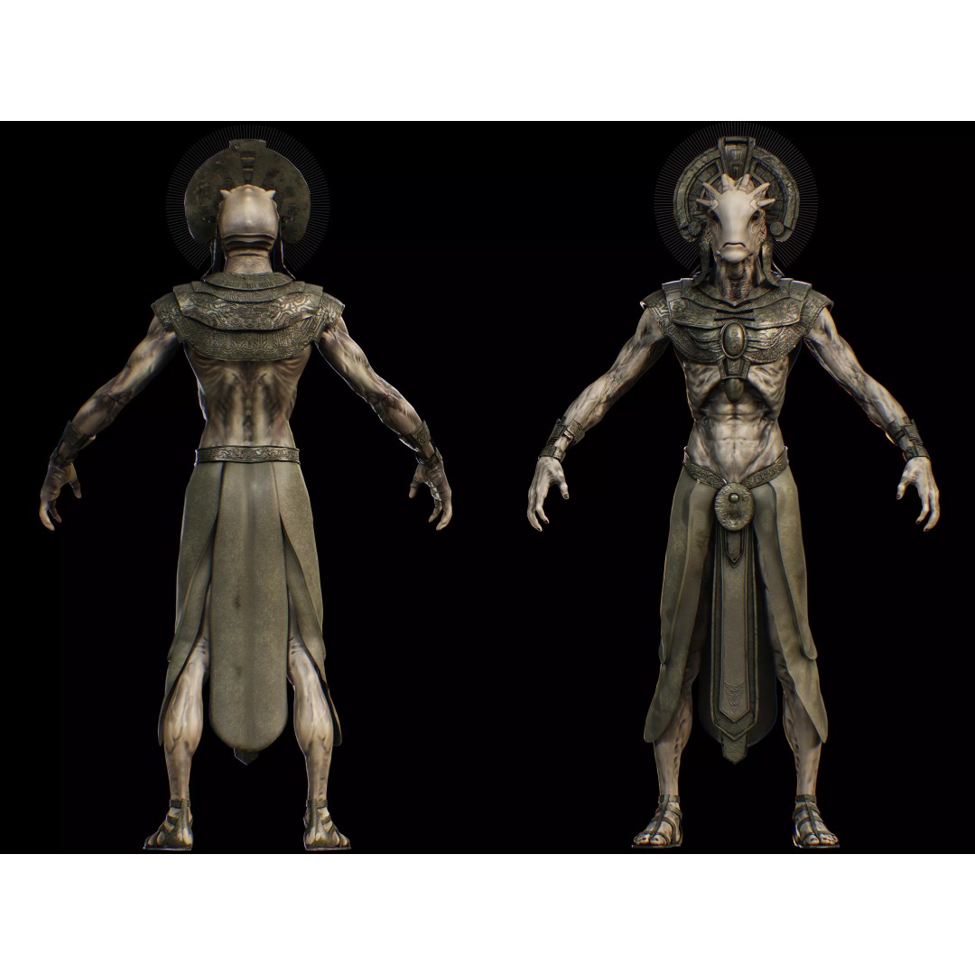The Alien Precursors 3D Model – Low Poly Rigged Character, FBX, Blender - View 11