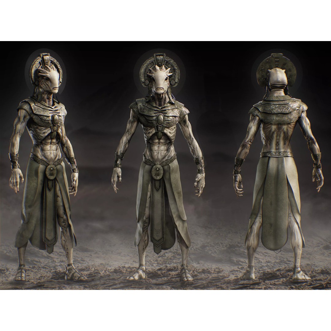 The Alien Precursors 3D Model – Low Poly Rigged Character, FBX, Blender - View 2