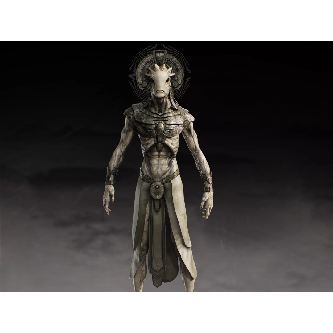 The Alien Precursors 3D Model – Low Poly Rigged Character, FBX, Blender - View 3