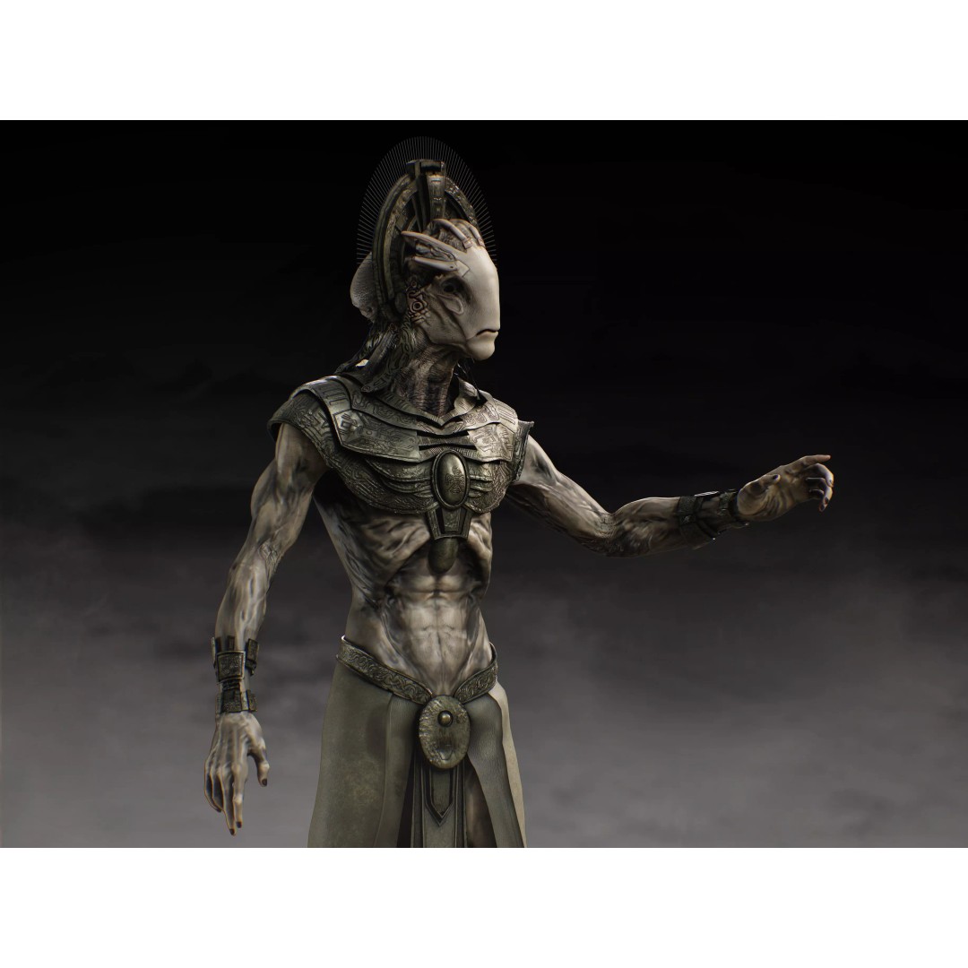 The Alien Precursors 3D Model – Low Poly Rigged Character, FBX, Blender - View 4