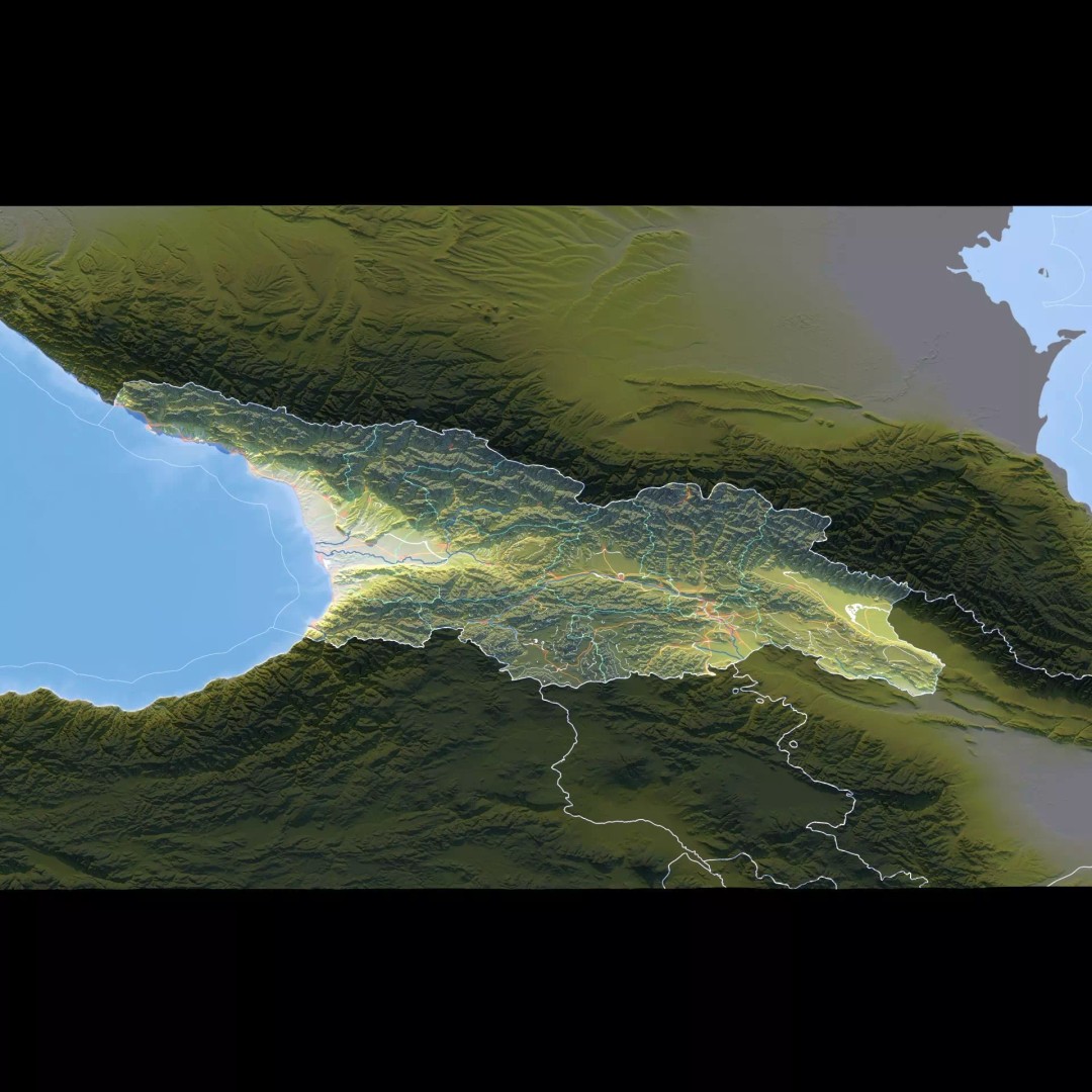 Georgia Map 3D Model – Realistic Satellite Terrain with Textures - View 12