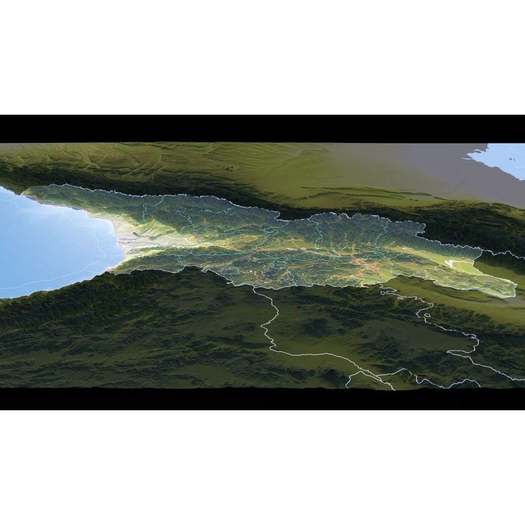 Georgia Map 3D Model – Realistic Satellite Terrain with Textures - View 13