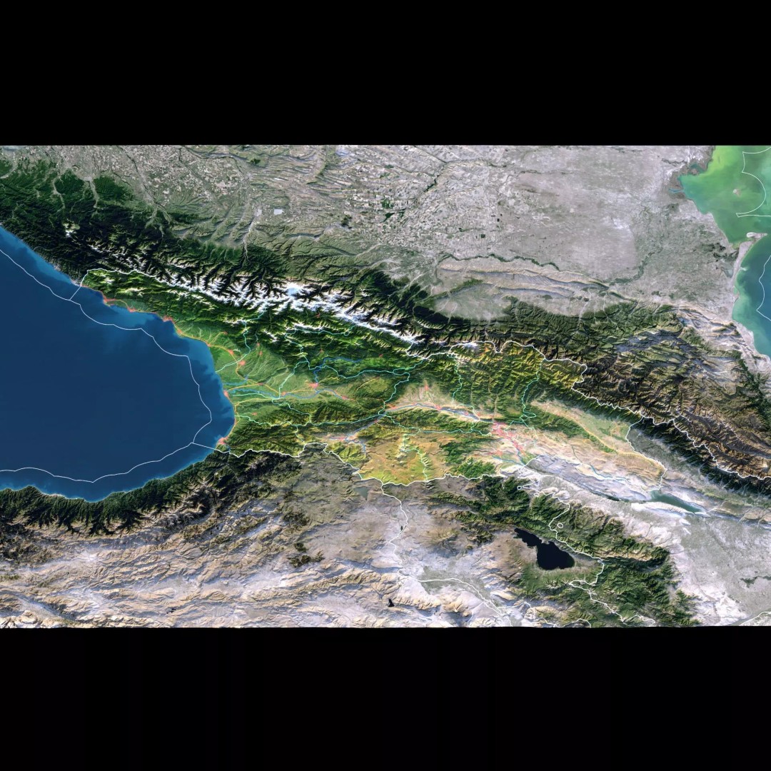 Georgia Map 3D Model – Realistic Satellite Terrain with Textures - View 3