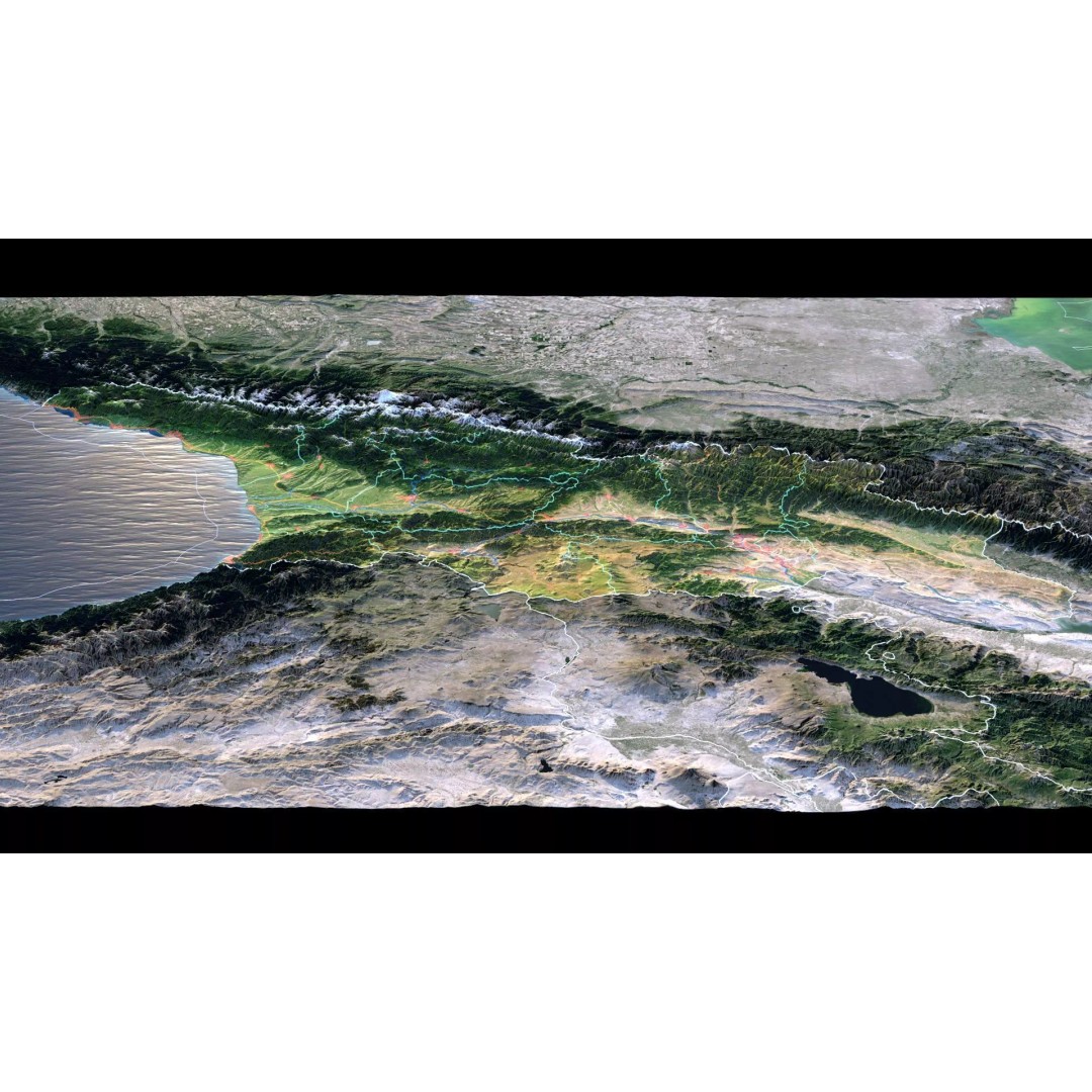 Georgia Map 3D Model – Realistic Satellite Terrain with Textures - View 4