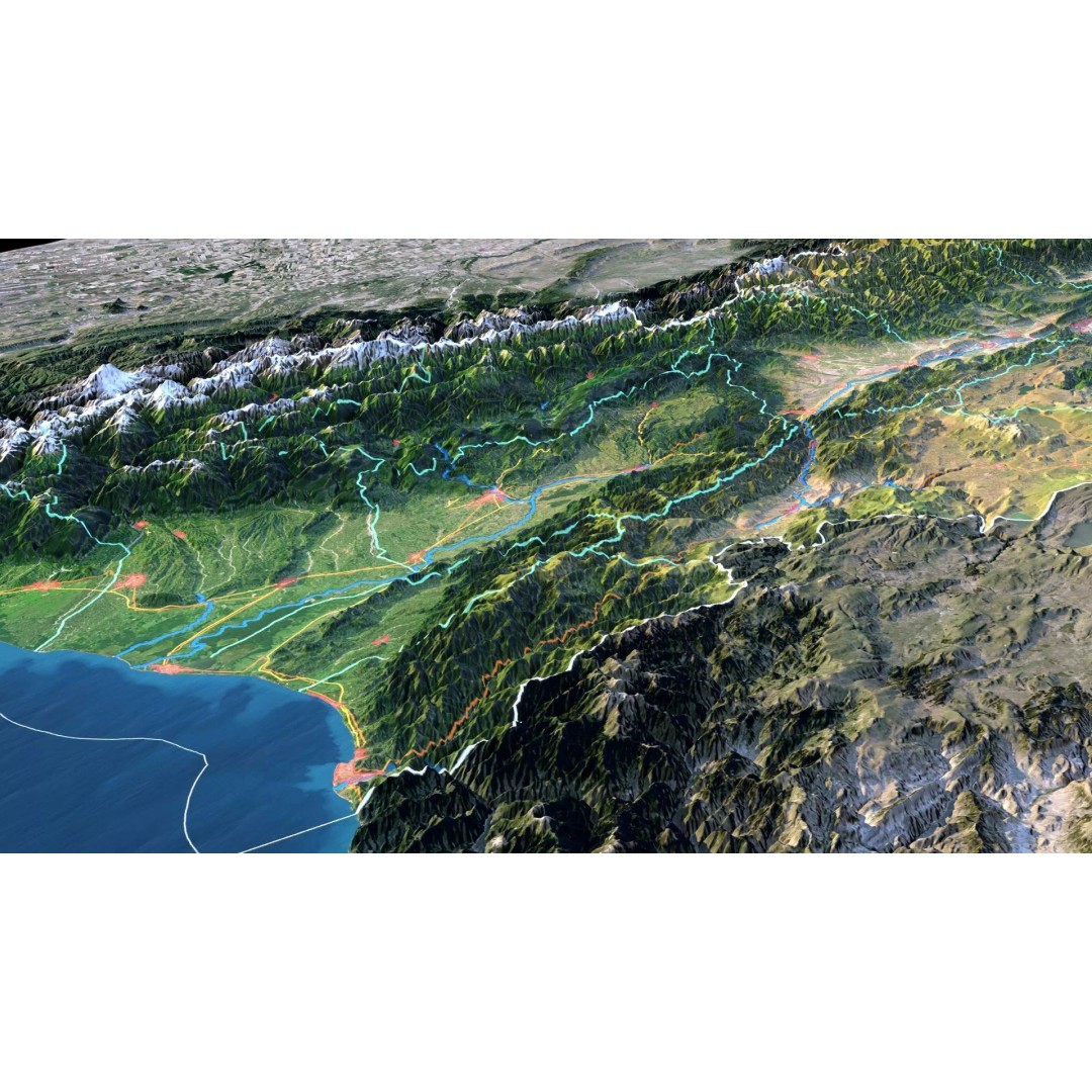 Georgia Map 3D Model – Realistic Satellite Terrain with Textures - View 5