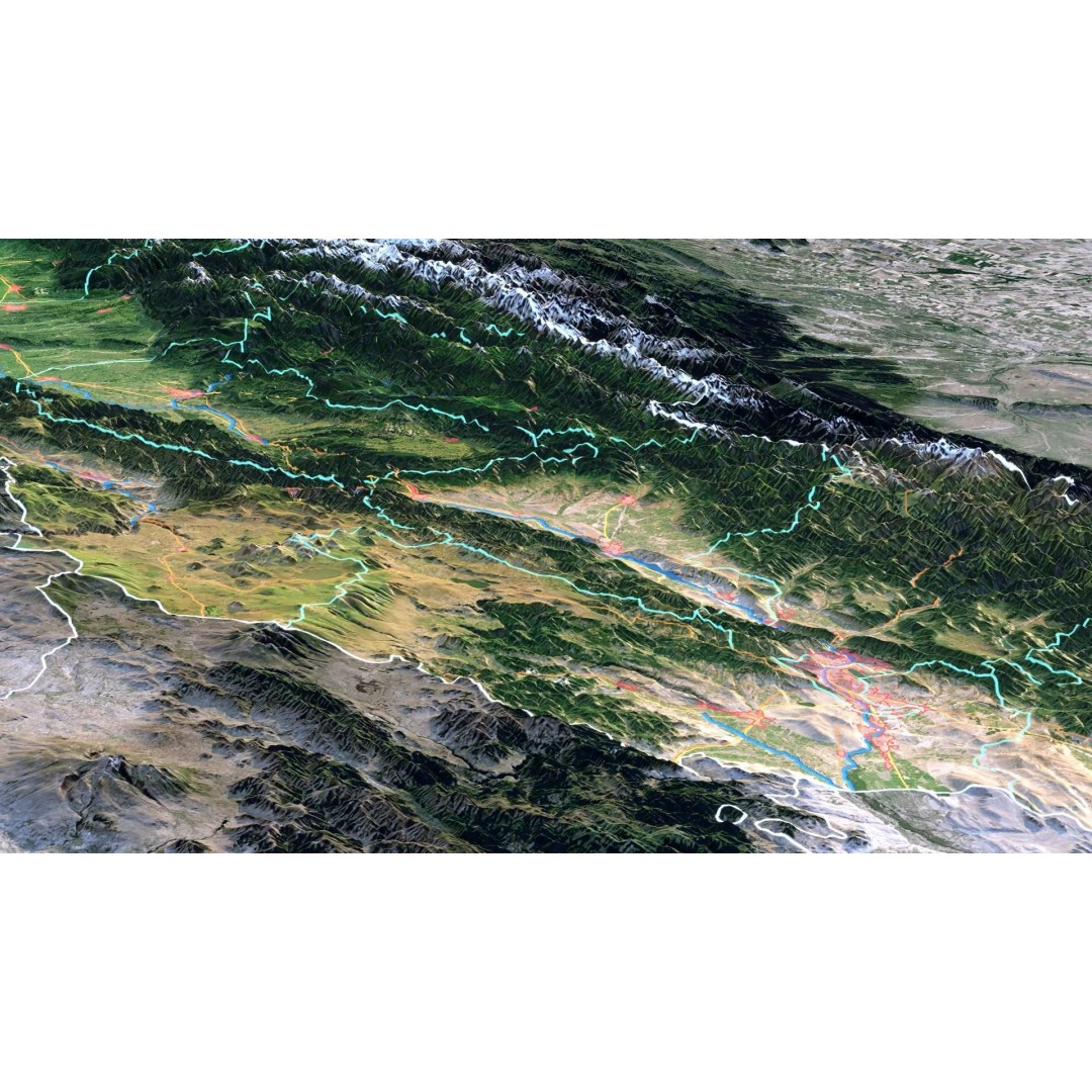 Georgia Map 3D Model – Realistic Satellite Terrain with Textures - View 6