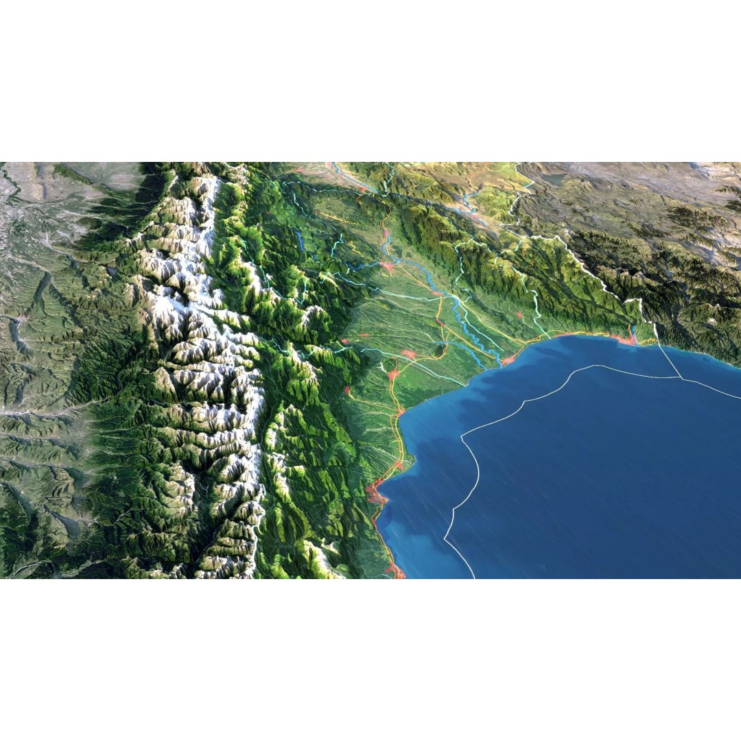Georgia Map 3D Model – Realistic Satellite Terrain with Textures - View 7