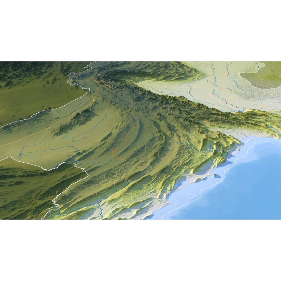 Pakistan Map 3D Model – Realistic Satellite Terrain, FBX, OBJ - View 14