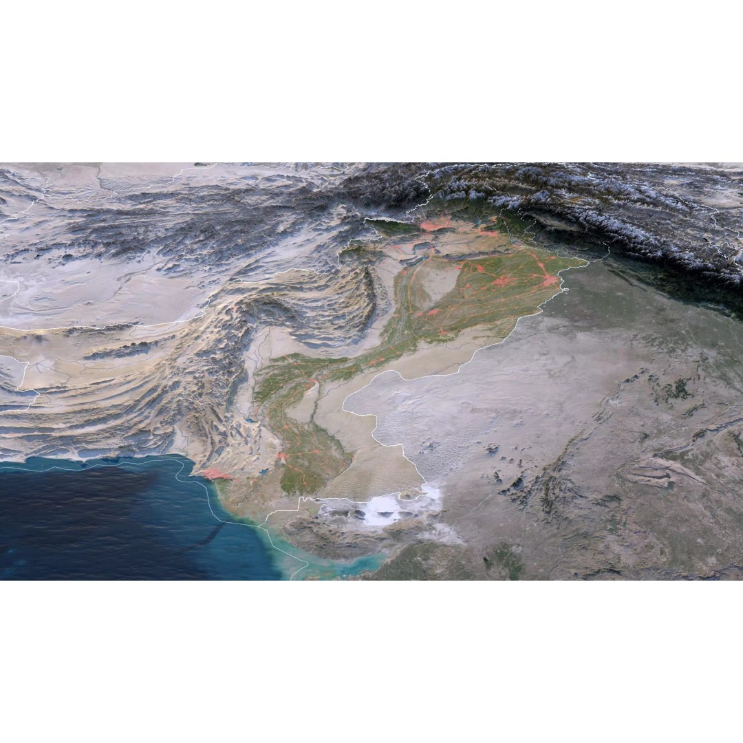 Pakistan Map 3D Model – Realistic Satellite Terrain, FBX, OBJ - View 4