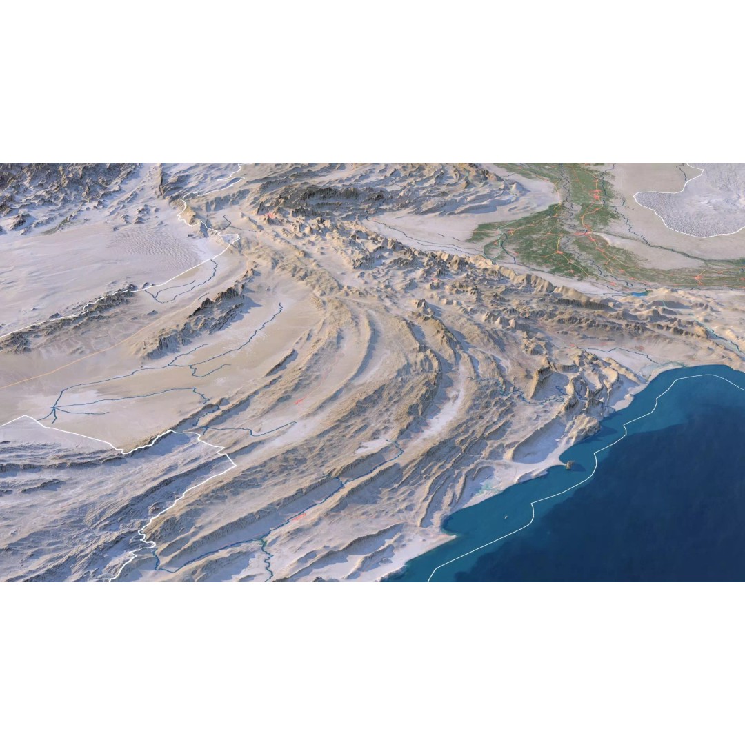 Pakistan Map 3D Model – Realistic Satellite Terrain, FBX, OBJ - View 5