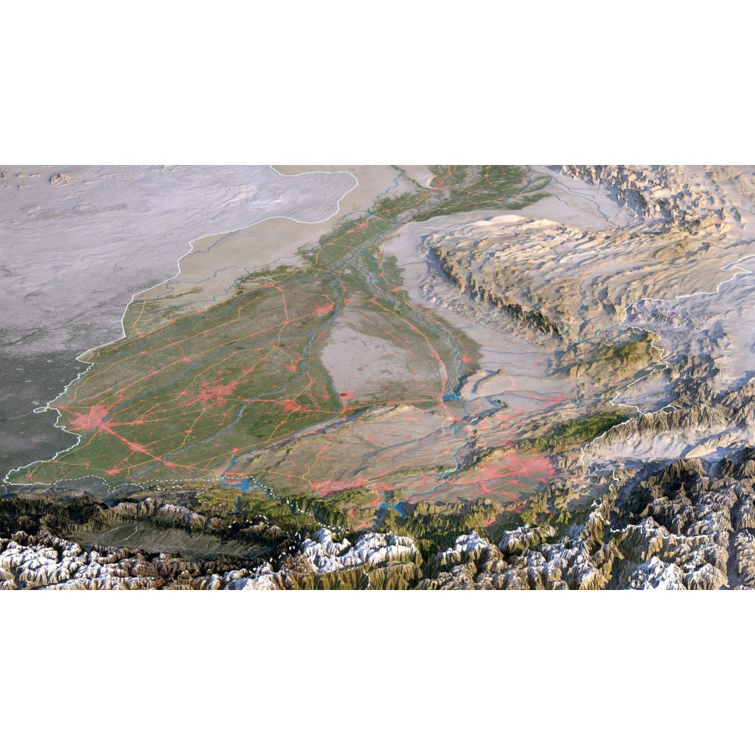 Pakistan Map 3D Model – Realistic Satellite Terrain, FBX, OBJ - View 8